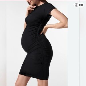 BLANQI Black Ruched Maternity Mini Dress